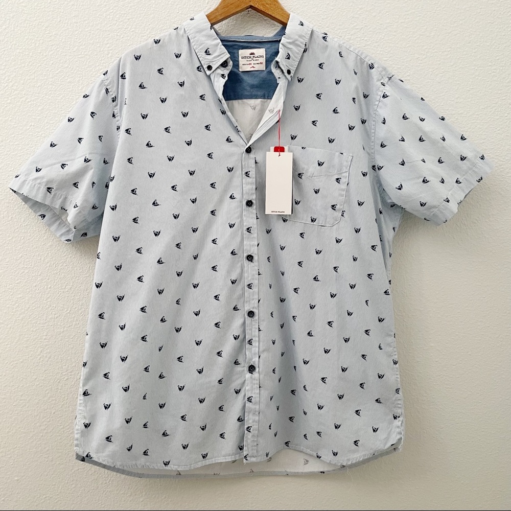NWT Ditch Plains striped sailboat print shirt 2X